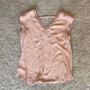 Cap sleeve soft pink blouse